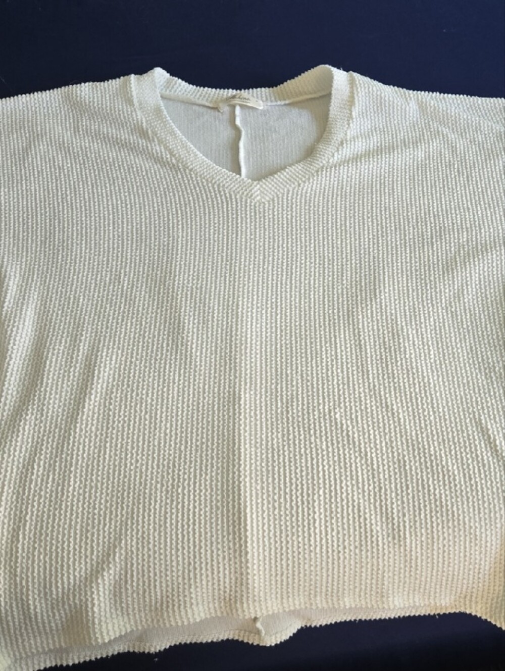 Mahina Ivory Ribbed Knit Tee